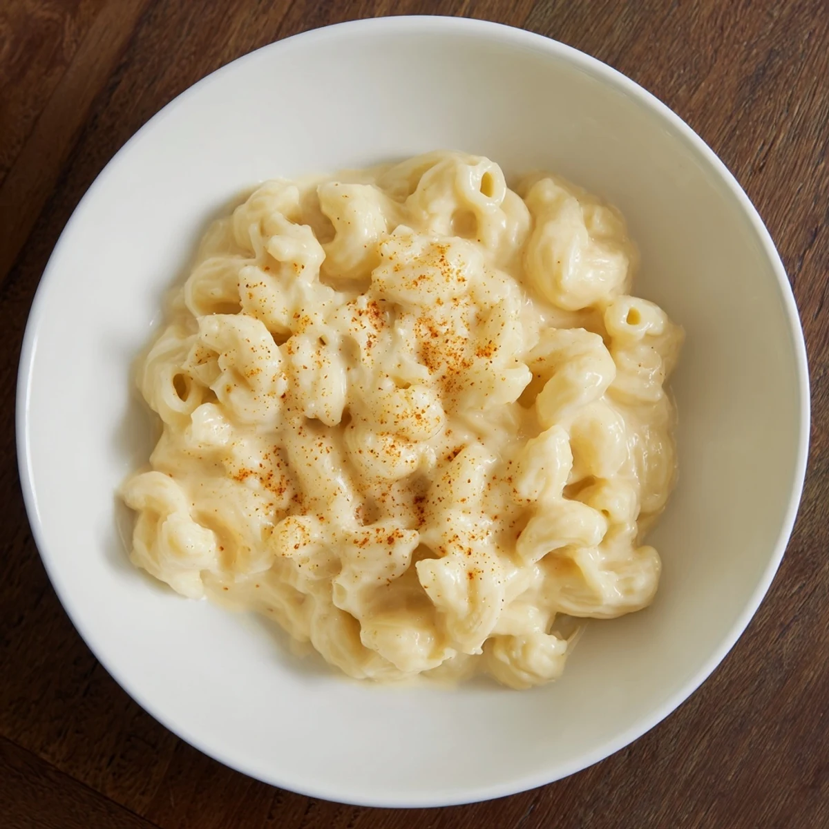 A close-up of creamy microwave mug mac & cheese, perfect for a quick and cheesy dinner.