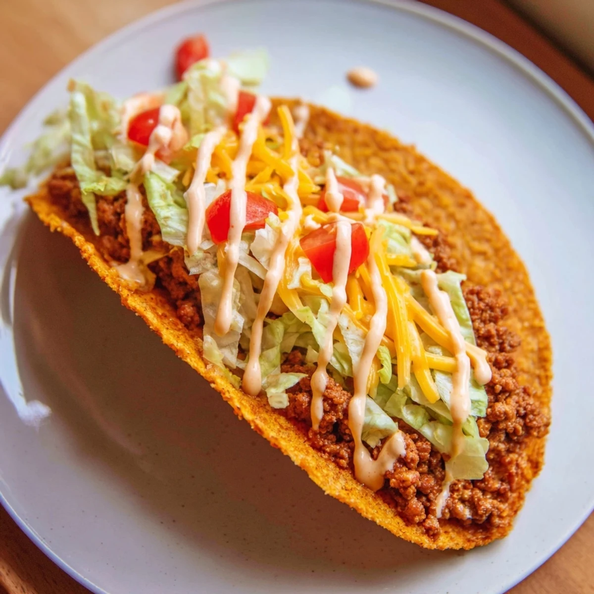 Crispy taco shells nestled in cheesy flatbread: a delicious Cheesy Gordita Crunch taco meal.