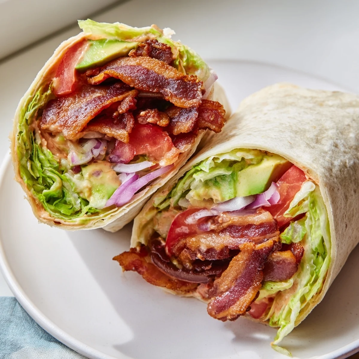 Crispy bacon and fresh fillings combine for easy Zesty BLT Wraps perfect for a quick lunch.