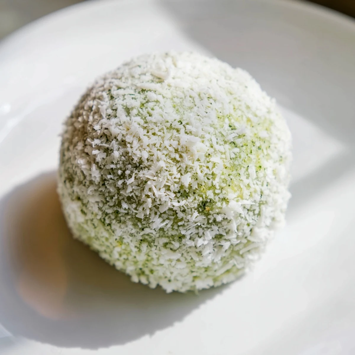 Enjoy the refreshing taste of these keto-friendly Coconut Matcha Snowball fat bombs, chilled and delicious.
