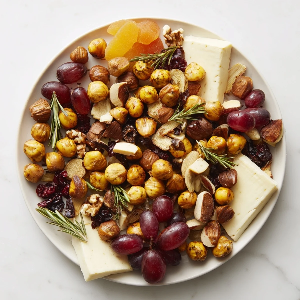 Squirrels Acorn Hoard Platter: a beautifully arranged appetizer featuring golden roasted acorns, nuts, and cheeses.