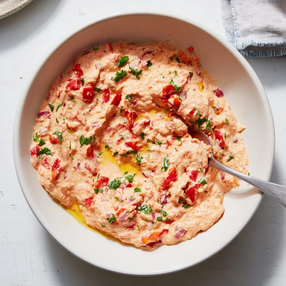 Fiery Volcanic Lava Spicy Dip, a vibrant appetizer ready to be savored with crunchy pita chips.