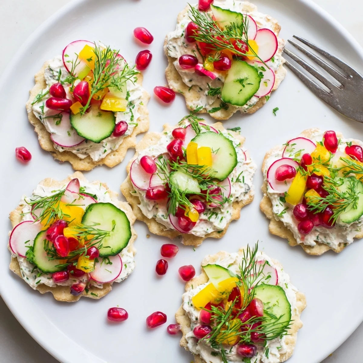 Enjoy these visually stunning Ornament Shaped Cracker Toppings: holiday appetizers with creative festive garnishes.