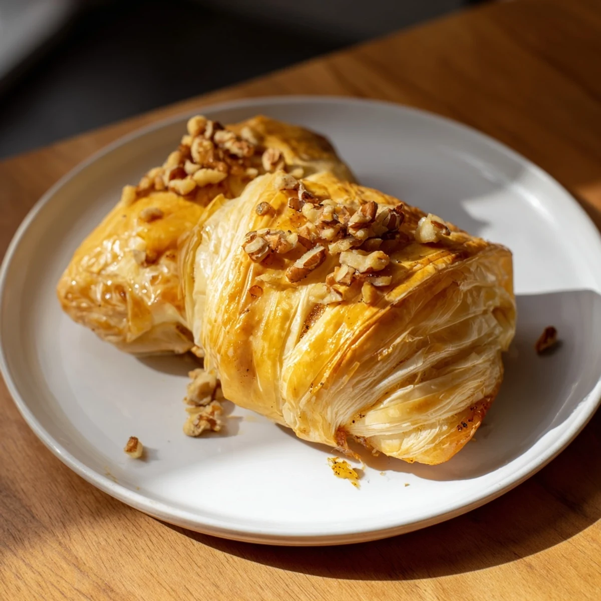 Golden-brown Baked Brie with fig jam, oozing beautifully, served alongside crackers for dipping.