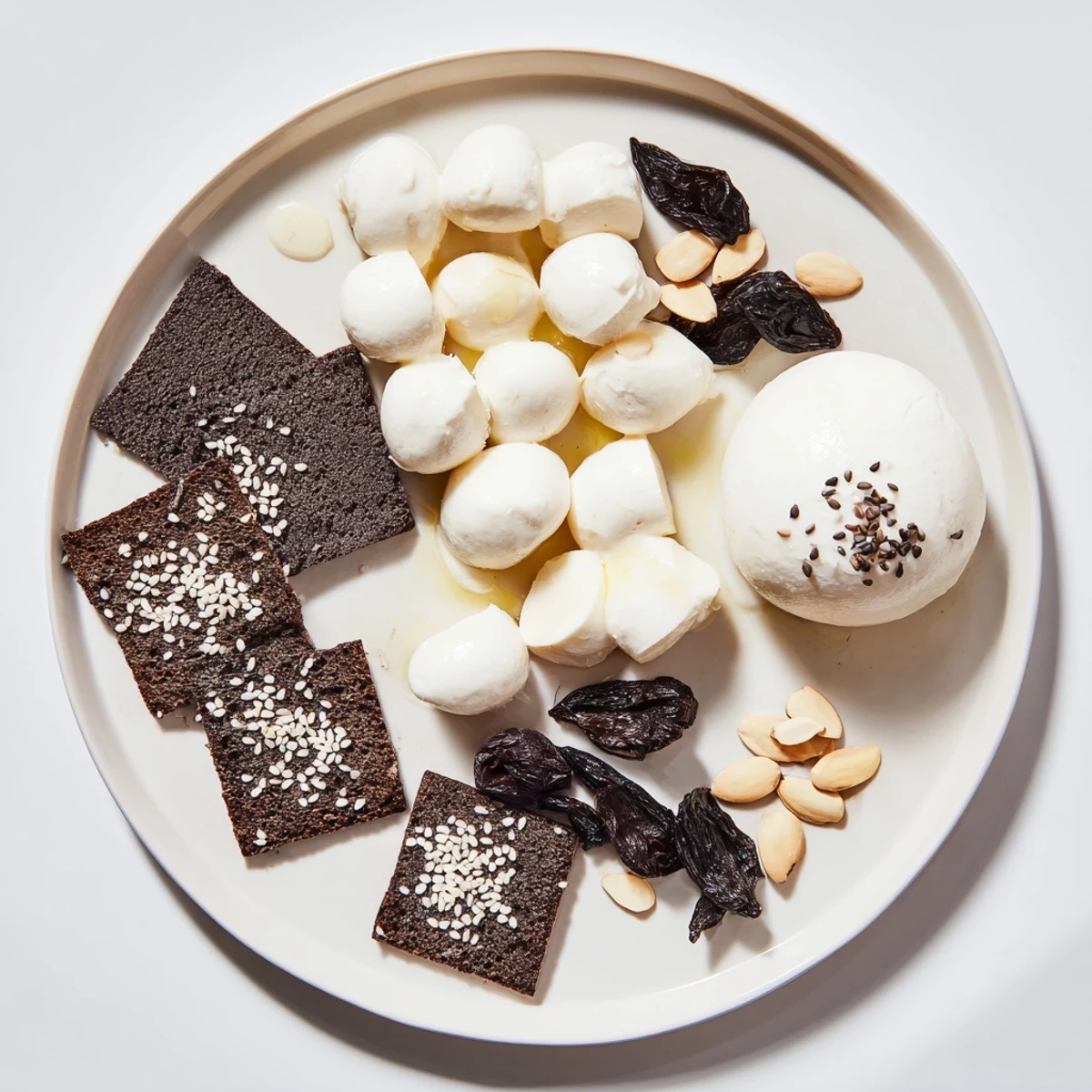 Appetizing close-up: bite-sized pieces of Black and White Formal Affair, ready for an elegant party's starter course.