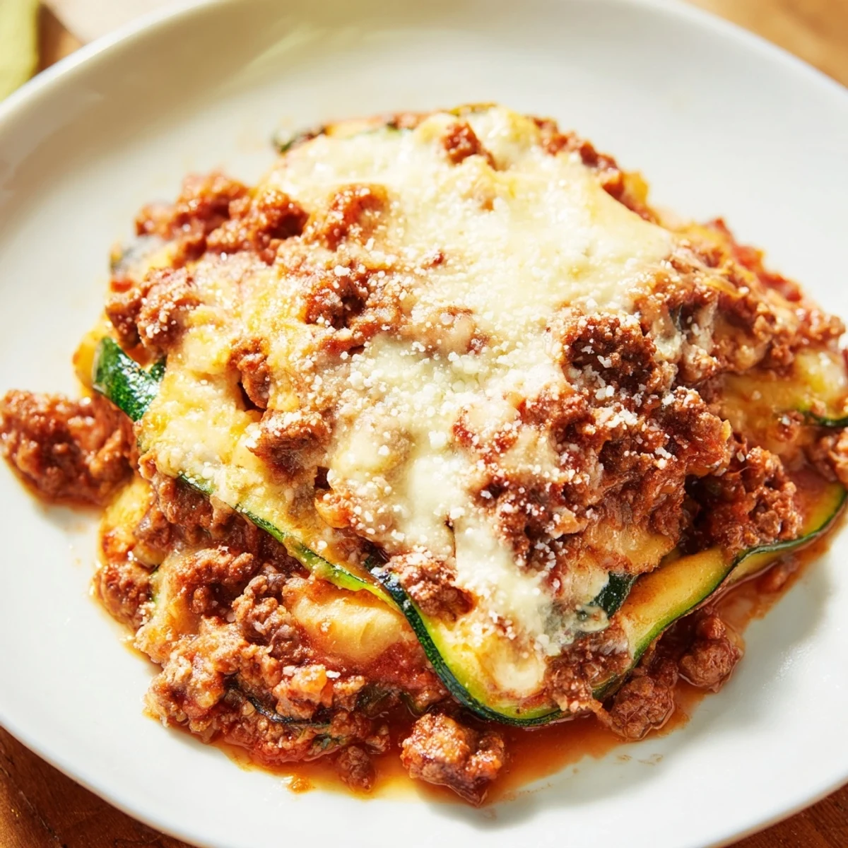 Imagine the savory aroma of a finished Zucchini Lasagna Skillet with melted cheese and fresh basil.