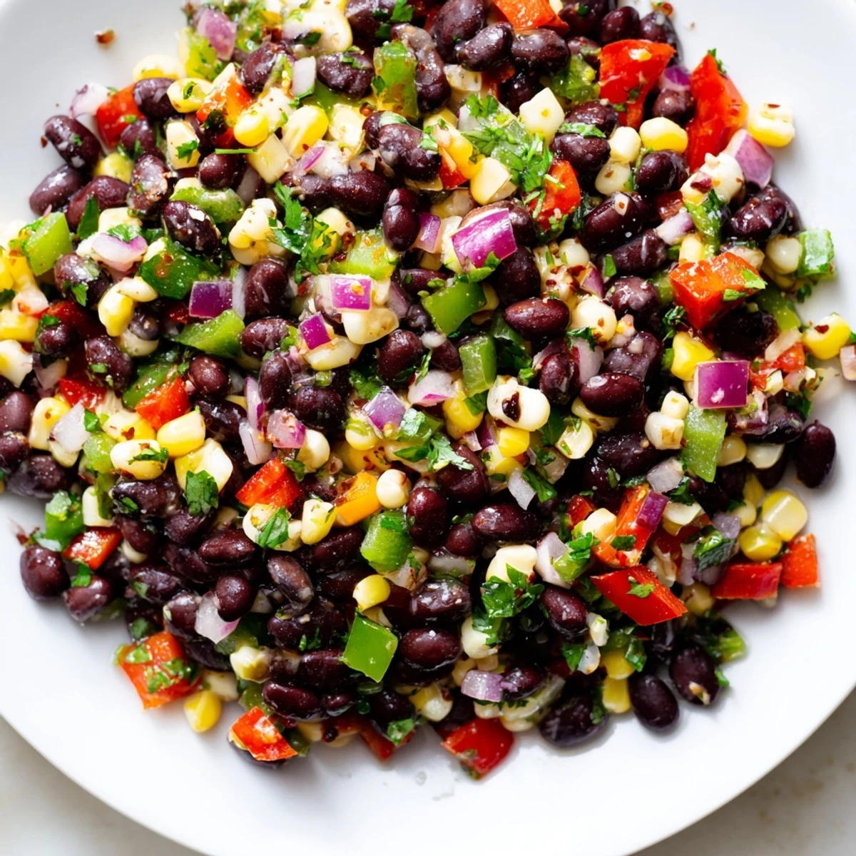 Cool, crunchy Cowboy Caviar Salad, perfect for dipping tortilla chips or as a side.