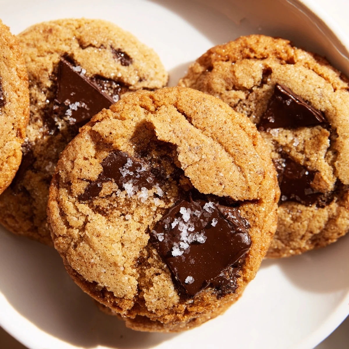 Warm and chewy Miso Brown Butter Cookies sprinkled with salt, a delicious fusion dessert recipe.