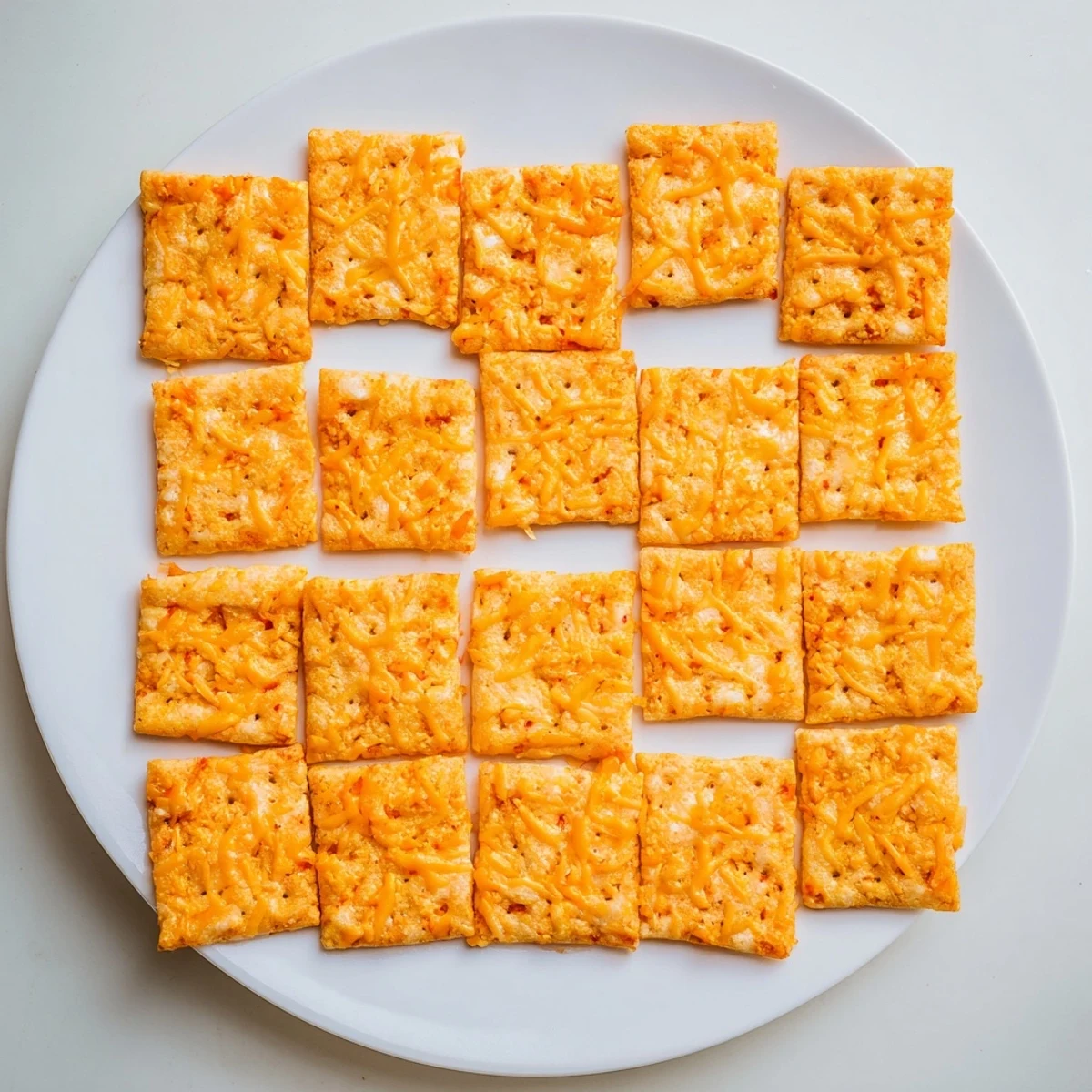 Golden-brown Crispy Cheeto Cheese Crackers arranged on a cooling rack, showcasing their crunchy texture and vibrant orange color from the Cheetos coating.