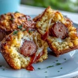 Savory mini corn dog muffins, perfect party appetizers, warmly baked brown.