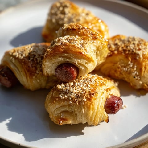 Golden-brown Everything Bagel Pigs in a Blanket fresh from the oven, perfect for sharing.