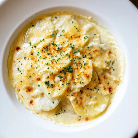 Golden, bubbly cheesy scalloped potatoes, a comforting Southern side dish, are ready to serve.