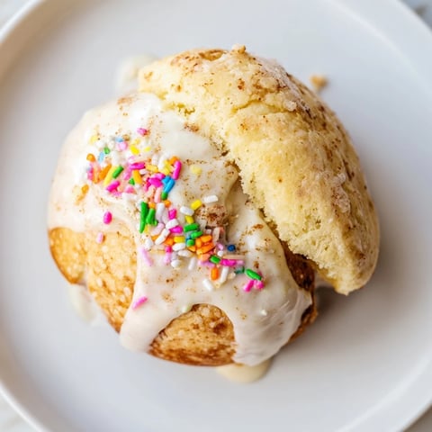 Golden Quick Christmas Biscuit Bombs, fresh from the oven, drizzled with sweet glaze and sprinkles.