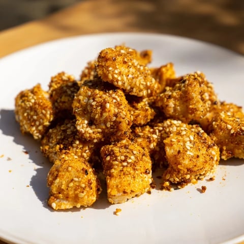 Crispy golden Spicy Yogurt Chicken Bites, ready to enjoy as a flavorful and easy appetizer.