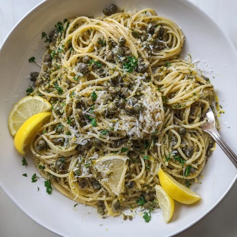 Aromatic Mediterranean-inspired pasta dish featuring vibrant olive tapenade and lemon zest.  