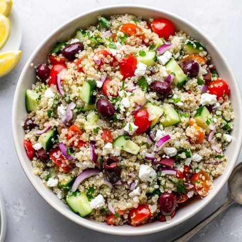A refreshing Mediterranean Quinoa Salad with Feta bursting with flavors and textures.  