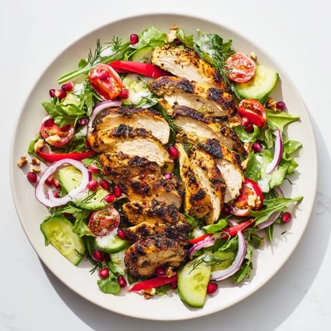 Vibrant Holiday Black Pepper Chicken and Yogurt Salad, showcasing tender chicken with fresh vegetables and creamy dressing.