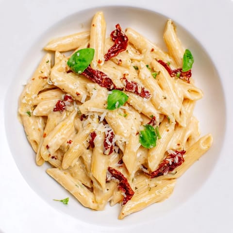 A satisfying bowl of Creamy Sun-Dried Tomato Pasta showcasing the rich texture and vibrant colors of the dish.