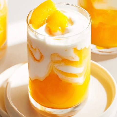 Cool, refreshing Tropical Sunset Smoothie, featuring colorful blended fruit layers for a visually stunning beverage.