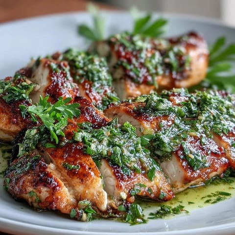 Grilled chicken bowl topped with zesty chimichurri and creamy garlic sauce, served over sautéed greens and roasted vegetables.