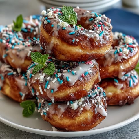 Baby in Bloom Mini Donut Tower with Flowers: A whimsical tiered display of mini donuts decorated with pastel glaze and edible blooms, perfect for baby showers.