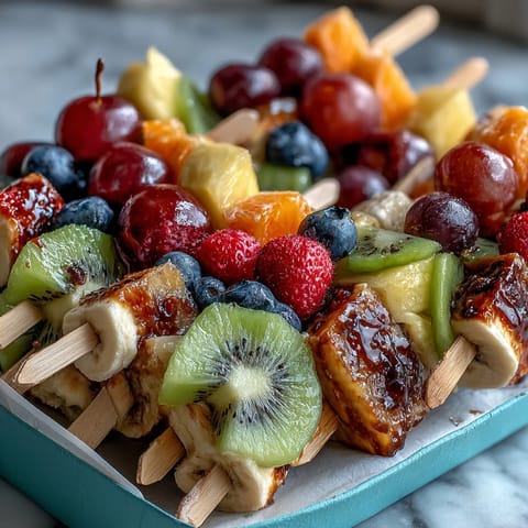Colorful bento box lunch with fruit skewers, yogurt dip, and kid-friendly snacks for a fun, nutritious meal.