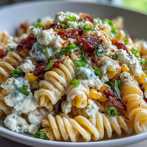 Creamy Mexican-inspired Elote Corn Pasta with Cotija, smoky paprika, and fresh cilantro served chilled for summer.