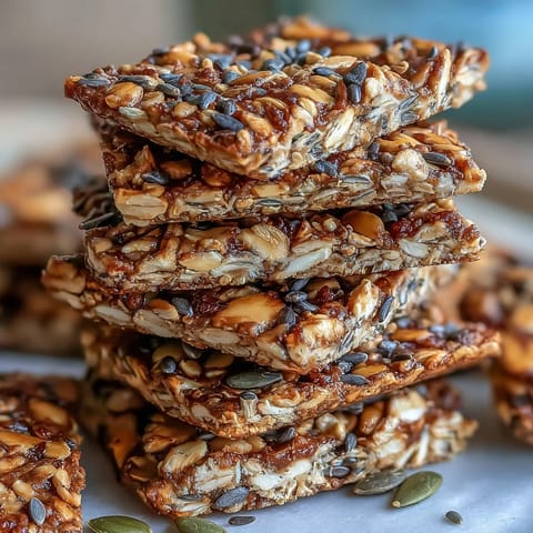 Homemade seed crackers arranged on a rustic wooden board, golden and crisp, ready for snacking with dips and cheeses.