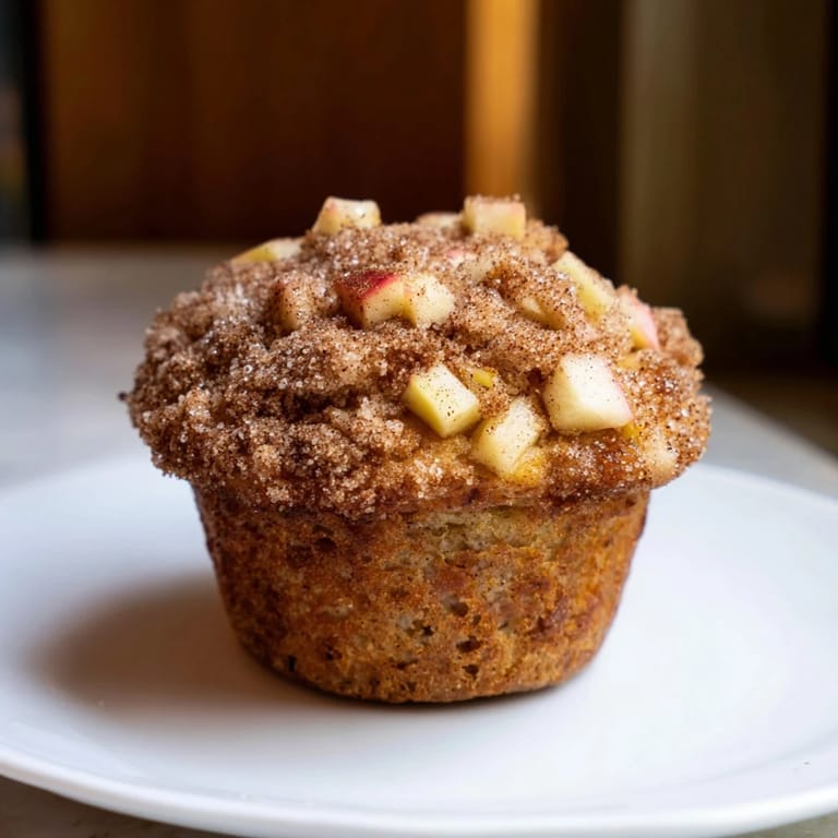 A close-up of delicious cinnamon apple muffins, enticing with cinnamon aroma, perfect for fall.