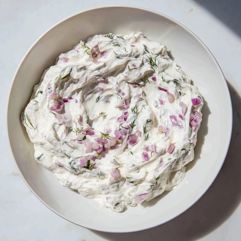 Close-up of a bowl of sweet and sour pickle relish dip, showcasing its cooling freshness.