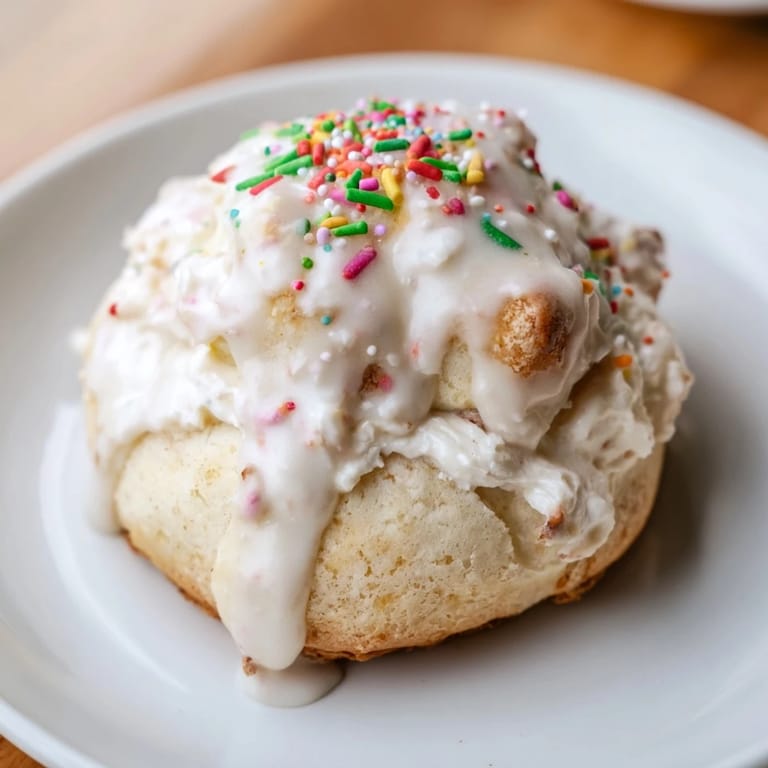 A close-up shot of warm, delicious Quick Christmas Biscuit Bombs with a spiced cream cheese filling.