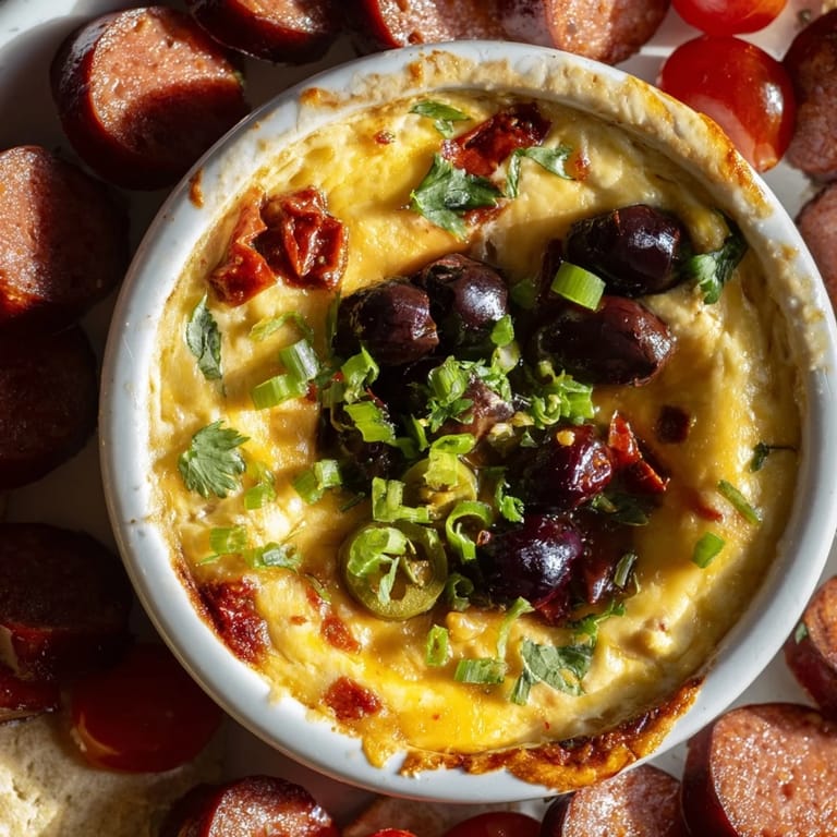 Enjoy a delicious appetizer of spicy Lava Flow Volcano Dip, perfect for parties and game day gatherings.