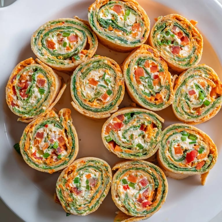 Enjoy these easy-to-make Cozy Scarf Holiday Pinwheel Wraps, a flavorful appetizer with creamy cheese and fresh veggies.