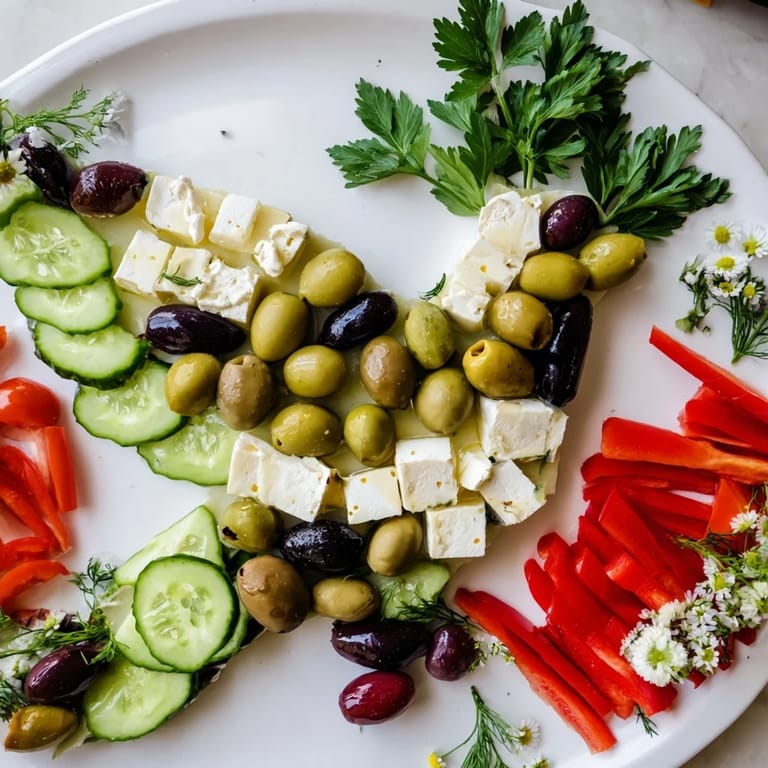 This Mediterranean Colombe de la Paix Olive Platter showcases olives arranged to form a dove representing peace.