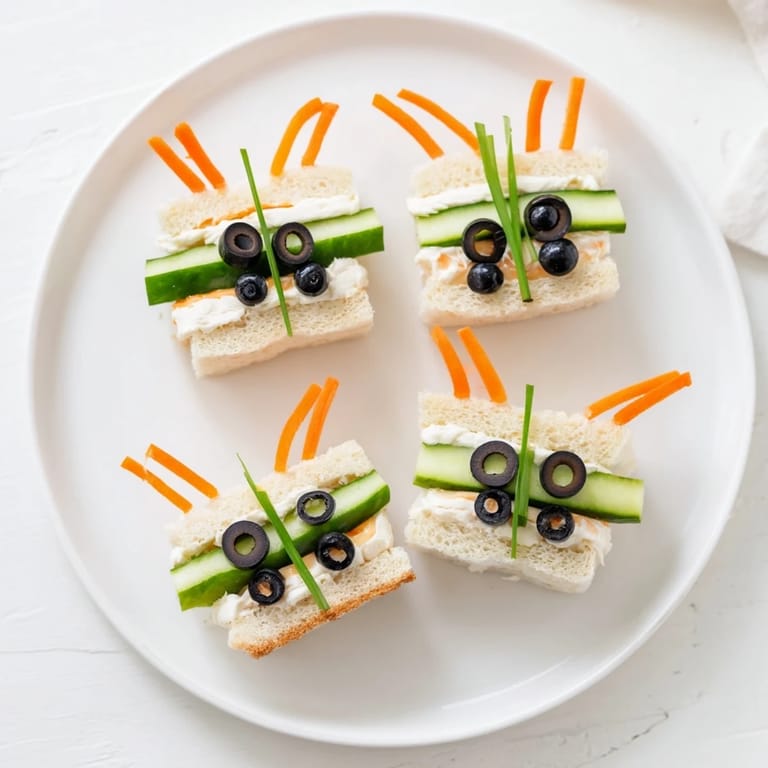Vibrant arrangement of cute bee sandwich cutouts with fresh grapes and carrots, perfect for a picnic.