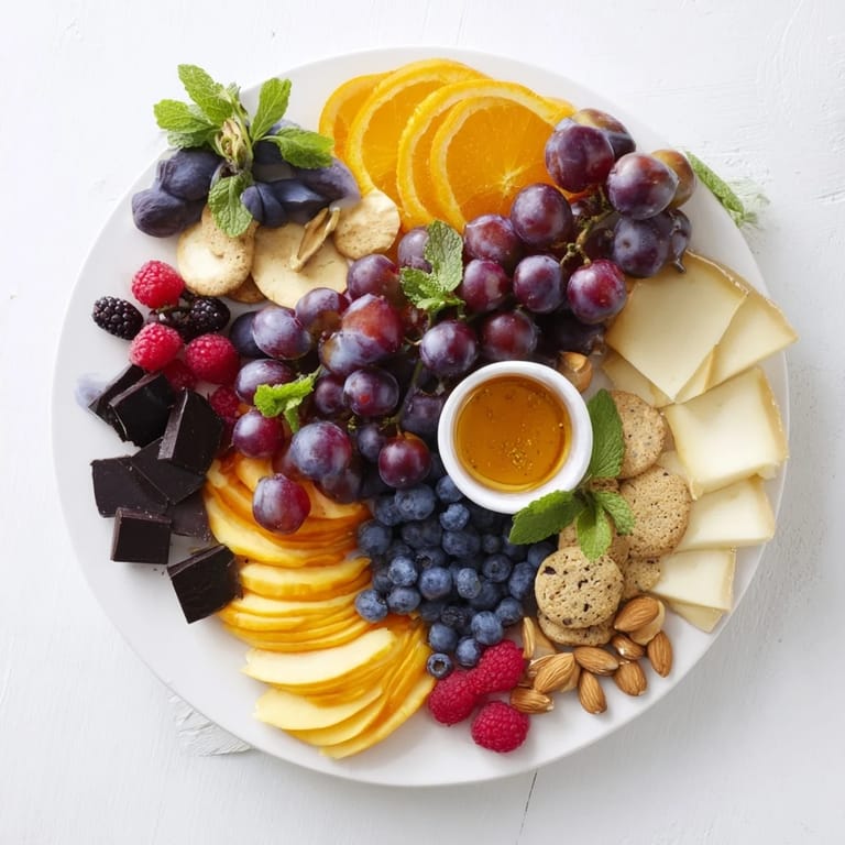 Beautifully arranged Grapes of Fortune board featuring a variety of snacks perfect for New Year's Eve gatherings.