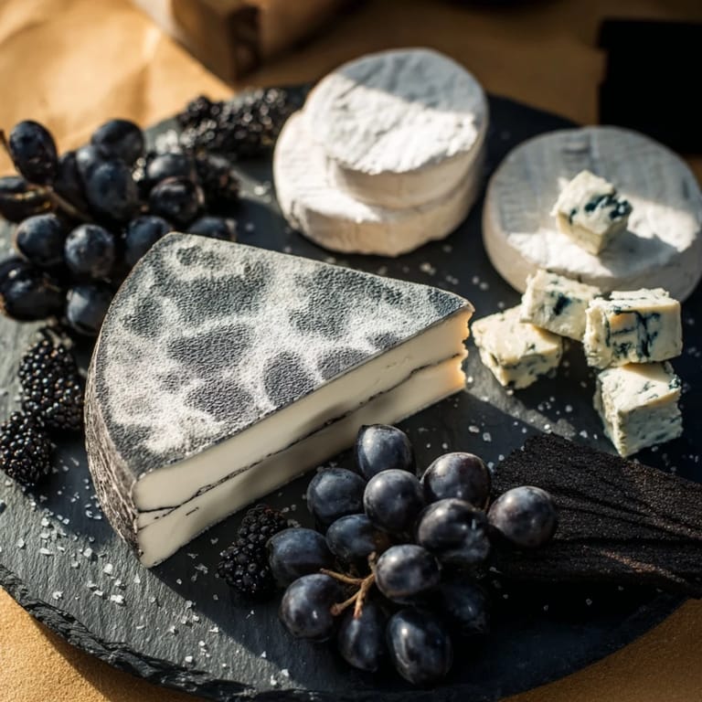 A gorgeous Monochrome Gray Stone Cheese Board, a visually stunning appetizer ready for serving to guests.