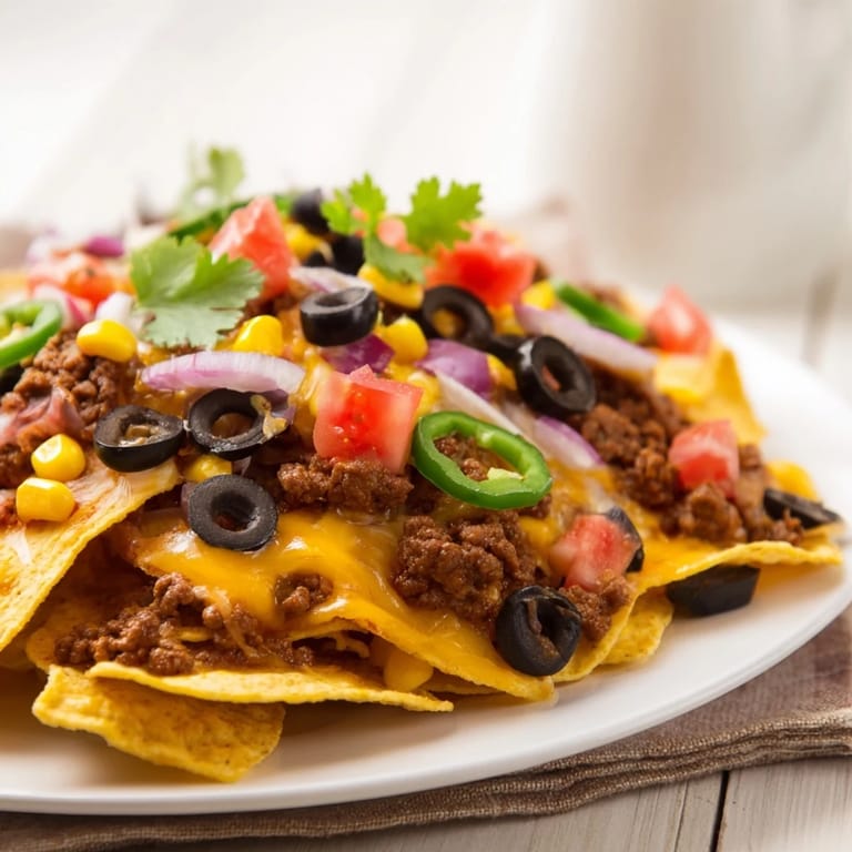 Golden, bubbly Easy Sheet-Pan Nachos are loaded with cheese, ready to serve with sour cream and salsa.