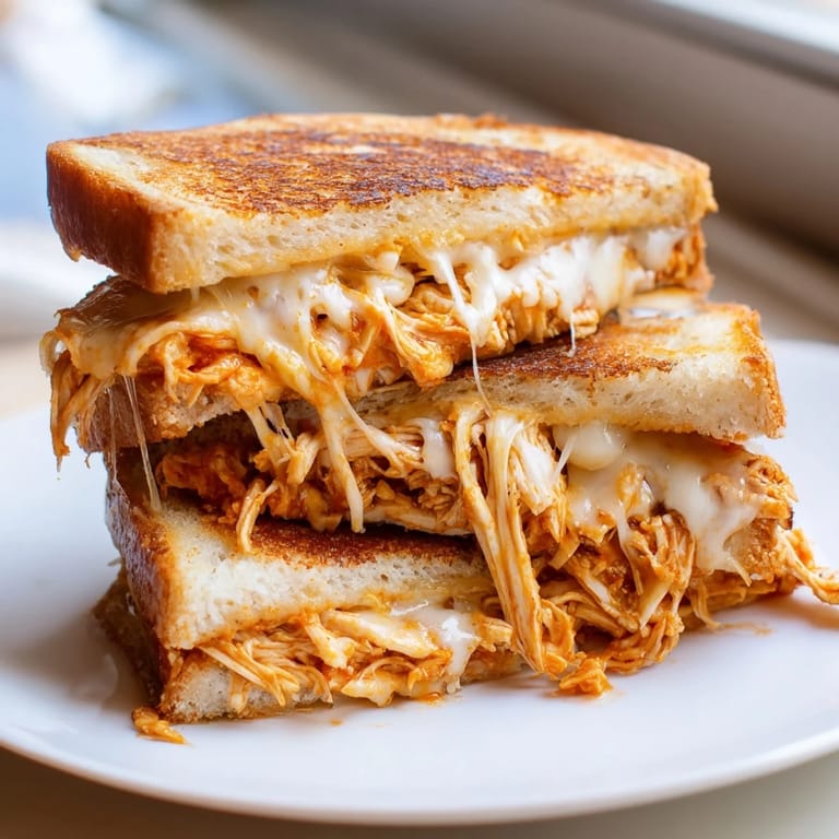 Crispy sourdough bread surrounds the savory Chili Crisp Honey Chicken Grilled Cheese, a delicious comfort food.