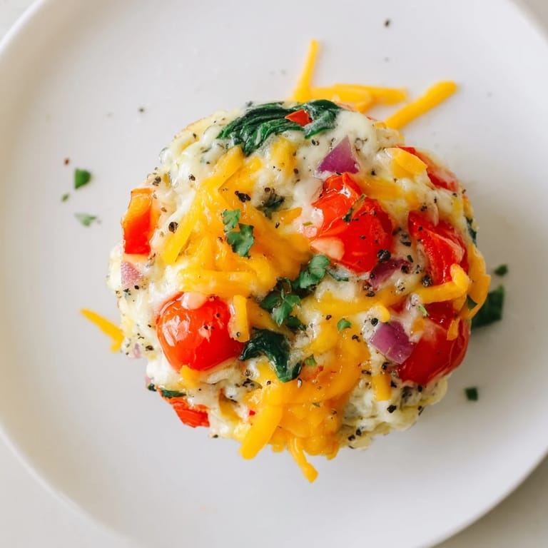 Freshly baked Customizable Egg Muffins filled with savory cheese and spinach, ideal for a quick, healthy breakfast.