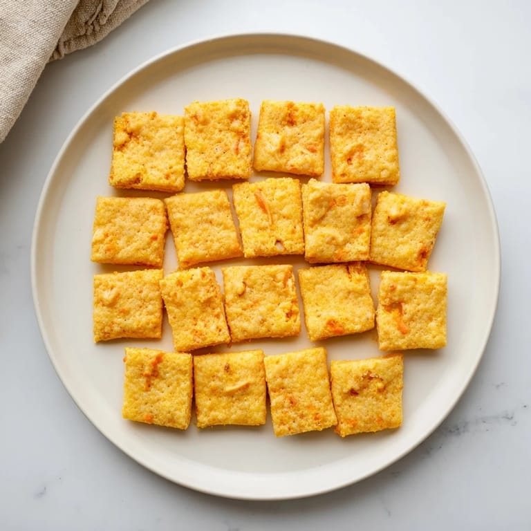A single Crispy Cheeto Cheese Cracker held up to the light, revealing its rustic, baked surface and the bold, cheesy interior.