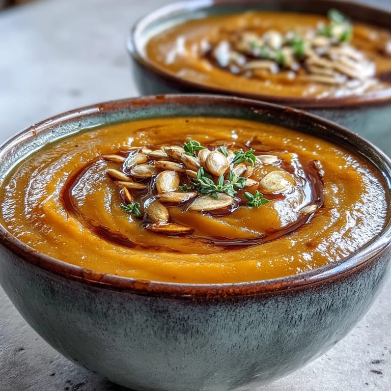 A warm bowl of velvety Butternut Squash Soup served with crusty bread for dipping.