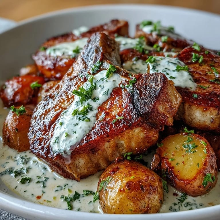 Slow-cooked Crockpot Ranch Pork Chops in velvety ranch sauce with buttery vegetables, perfect for an easy weeknight dinner.