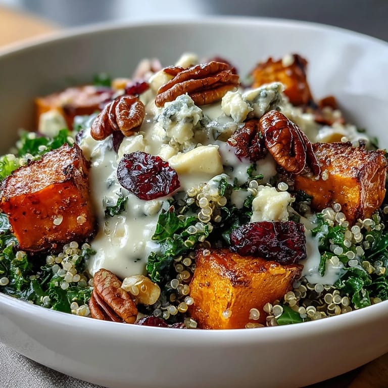 Drizzled with creamy lemon tahini dressing and served in a rustic white ceramic bowl.