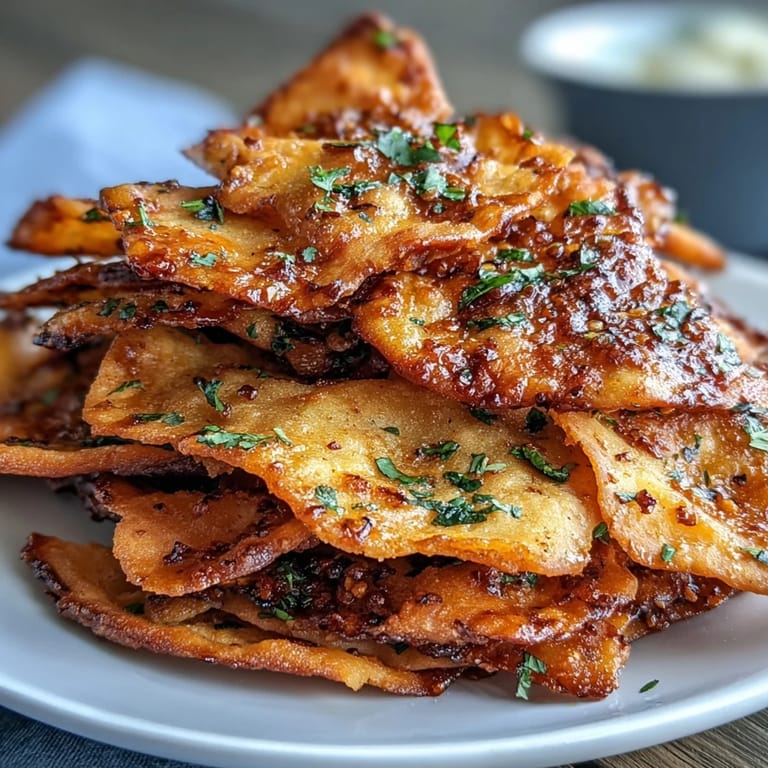 Spicy Chili Crisp Garlic Naan Chips & Creamy Asian Cucumber Dip served as a shareable appetizer on a rustic table.