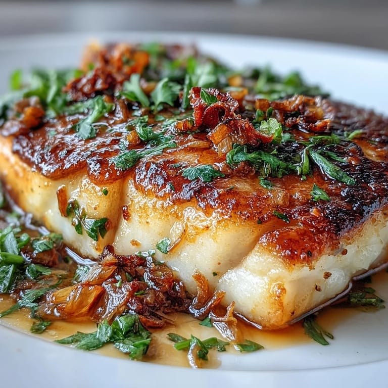 Golden fish fillets drizzled with tangy lime-chilli sauce, garnished with crispy shallots and fragrant cilantro for a bright, flavorful main dish.