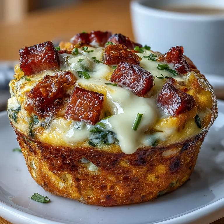 Fluffy egg muffins packed with diced ham, red bell pepper, and spinach—ideal for healthy meal prep or snacks.