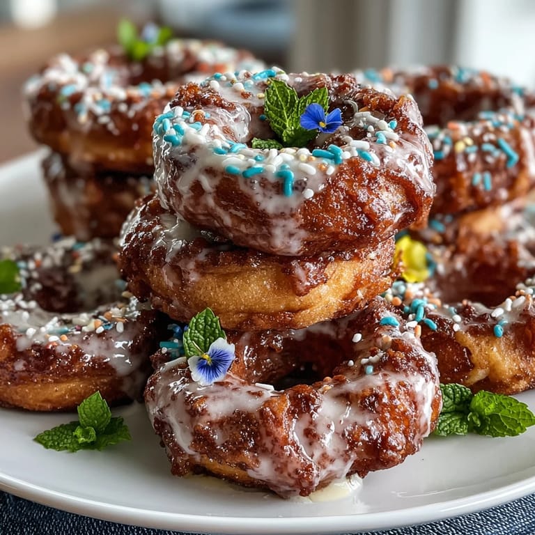 Adorable Baby in Bloom Mini Donut Tower with edible flowers and mint leaves, creating a charming centerpiece for spring celebrations.
