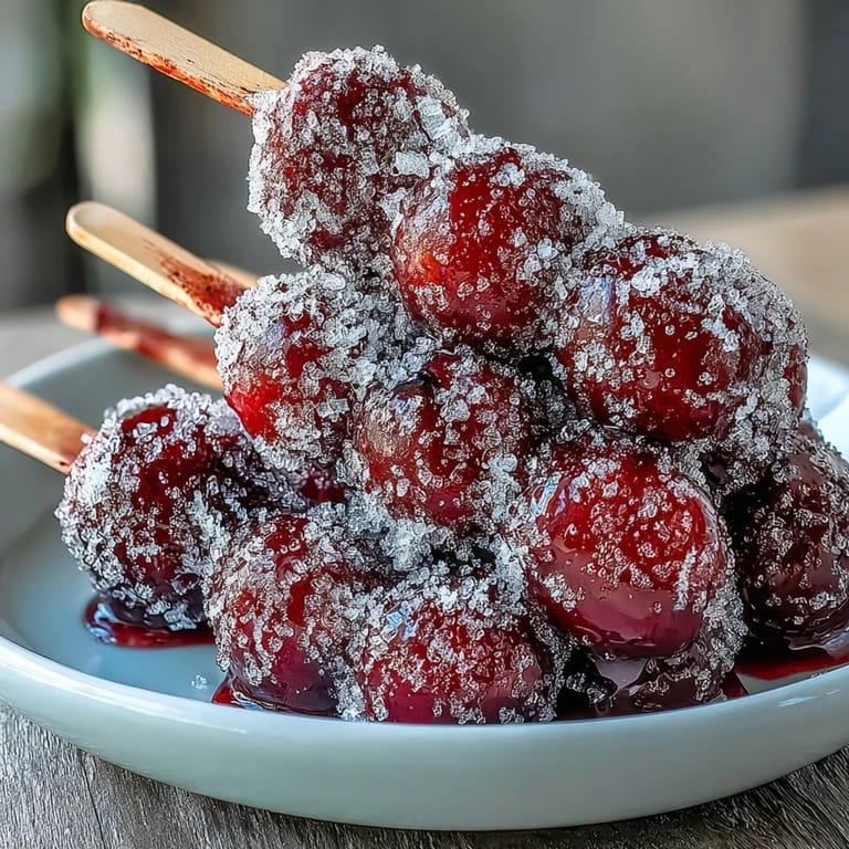 Zesty lime sugar transforms simple frozen grape skewers into a dazzling, sweet-tart snack that's both kid-friendly and elegant.