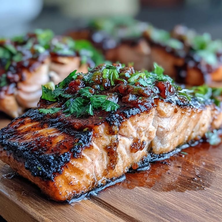 Juicy grilled salmon served with vibrant strawberry salsa, combining smoky, sweet, and citrusy flavors for a fresh, gluten-free meal.